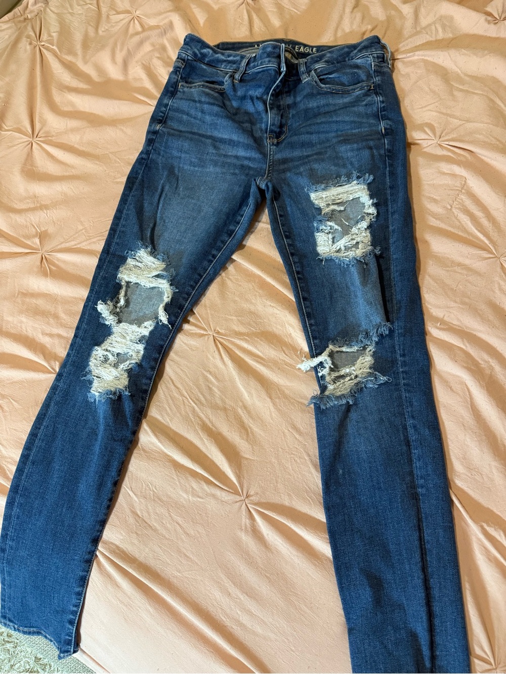 American Eagle Outfitters Dark Blue Ripped Skinny Jeans